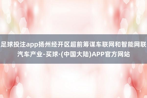 足球投注app扬州经开区超前筹谋车联网和智能网联汽车产业-买球·(中国大陆)APP官方网站