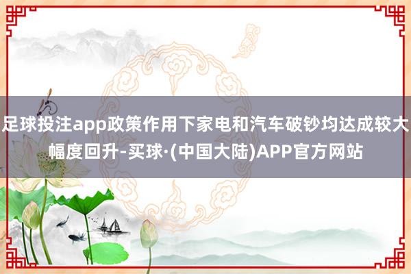 足球投注app政策作用下家电和汽车破钞均达成较大幅度回升-买球·(中国大陆)APP官方网站