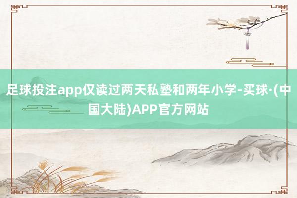 足球投注app仅读过两天私塾和两年小学-买球·(中国大陆)APP官方网站