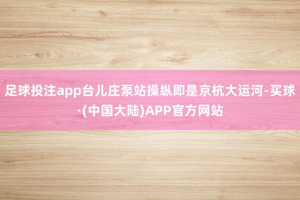 足球投注app台儿庄泵站操纵即是京杭大运河-买球·(中国大陆)APP官方网站