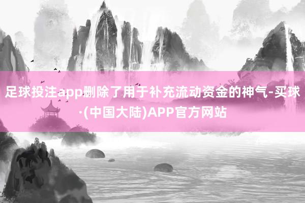 足球投注app删除了用于补充流动资金的神气-买球·(中国大陆)APP官方网站
