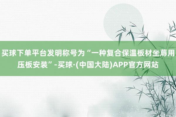 买球下单平台发明称号为“一种复合保温板材坐蓐用压板安装”-买球·(中国大陆)APP官方网站