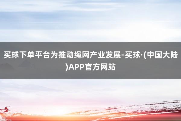 买球下单平台　　为推动绳网产业发展-买球·(中国大陆)APP官方网站