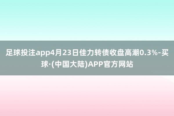 足球投注app4月23日佳力转债收盘高潮0.3%-买球·(中国大陆)APP官方网站
