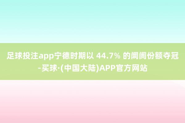 足球投注app宁德时期以 44.7% 的阛阓份额夺冠-买球·(中国大陆)APP官方网站
