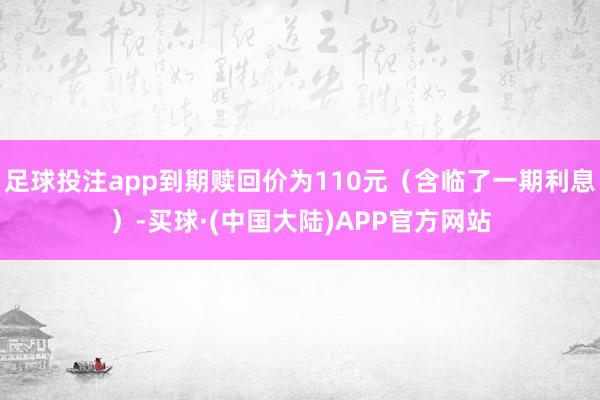 足球投注app到期赎回价为110元（含临了一期利息）-买球·(中国大陆)APP官方网站