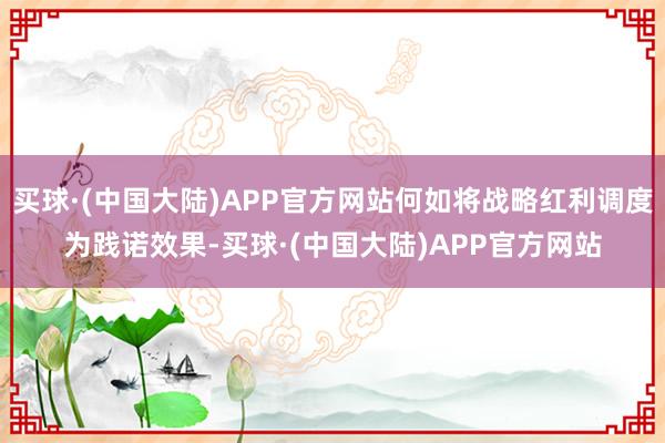 买球·(中国大陆)APP官方网站何如将战略红利调度为践诺效果-买球·(中国大陆)APP官方网站