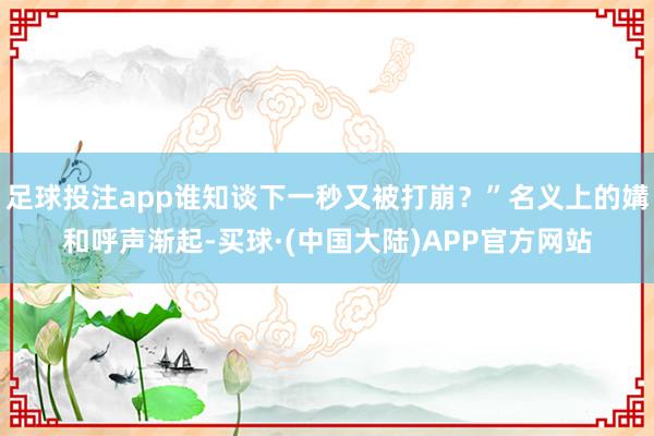 足球投注app谁知谈下一秒又被打崩？”名义上的媾和呼声渐起-买球·(中国大陆)APP官方网站