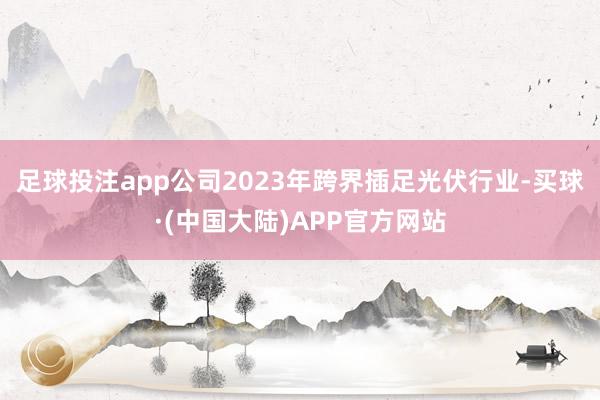 足球投注app公司2023年跨界插足光伏行业-买球·(中国大陆)APP官方网站