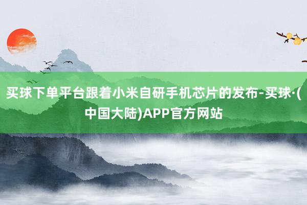 买球下单平台跟着小米自研手机芯片的发布-买球·(中国大陆)APP官方网站