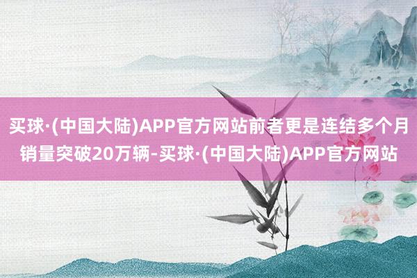买球·(中国大陆)APP官方网站前者更是连结多个月销量突破20万辆-买球·(中国大陆)APP官方网站